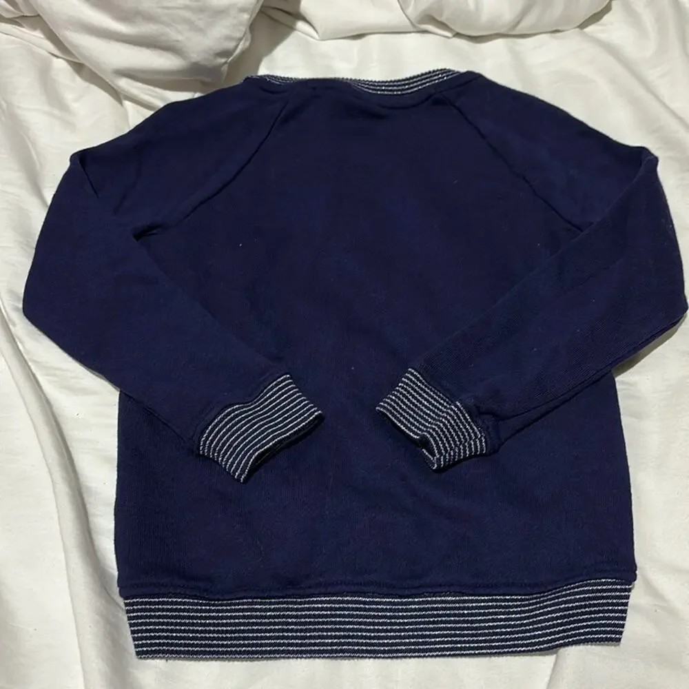 Gymboree S 5/6 navy blue long sleeve yay sequined hi low hem French terry euc